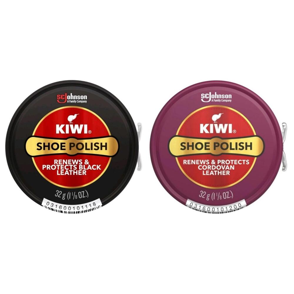 Kiwi Shoe Polish Variety Pack Black‎ & Cordovan Leather Care 31g 1.125oz Each